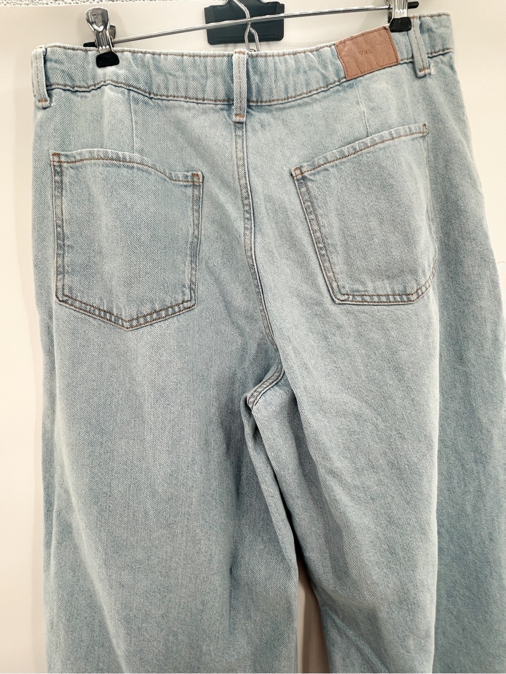 Zara Mid Rise Wide Leg Jeans with Darts Light Blue 30 - Picture 9 of 14